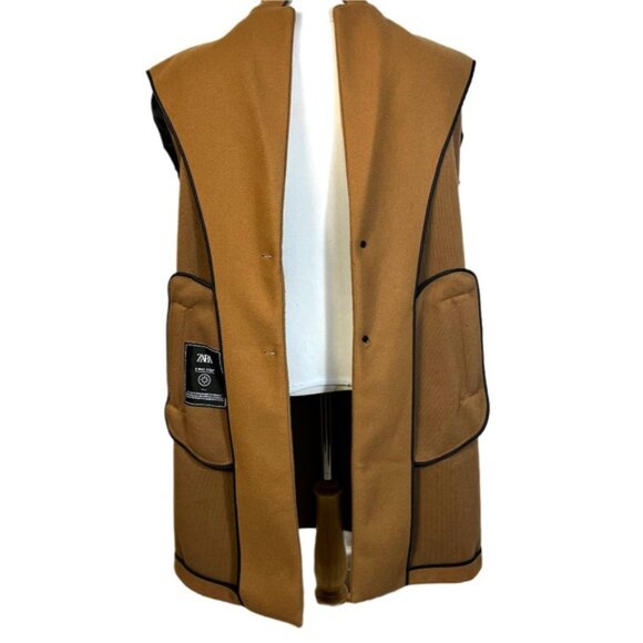 Zara Men’s 4 Way Stretch Camel Coat Sz XL Mid Length Classic Minimalist Refined - Picture 11 of 14